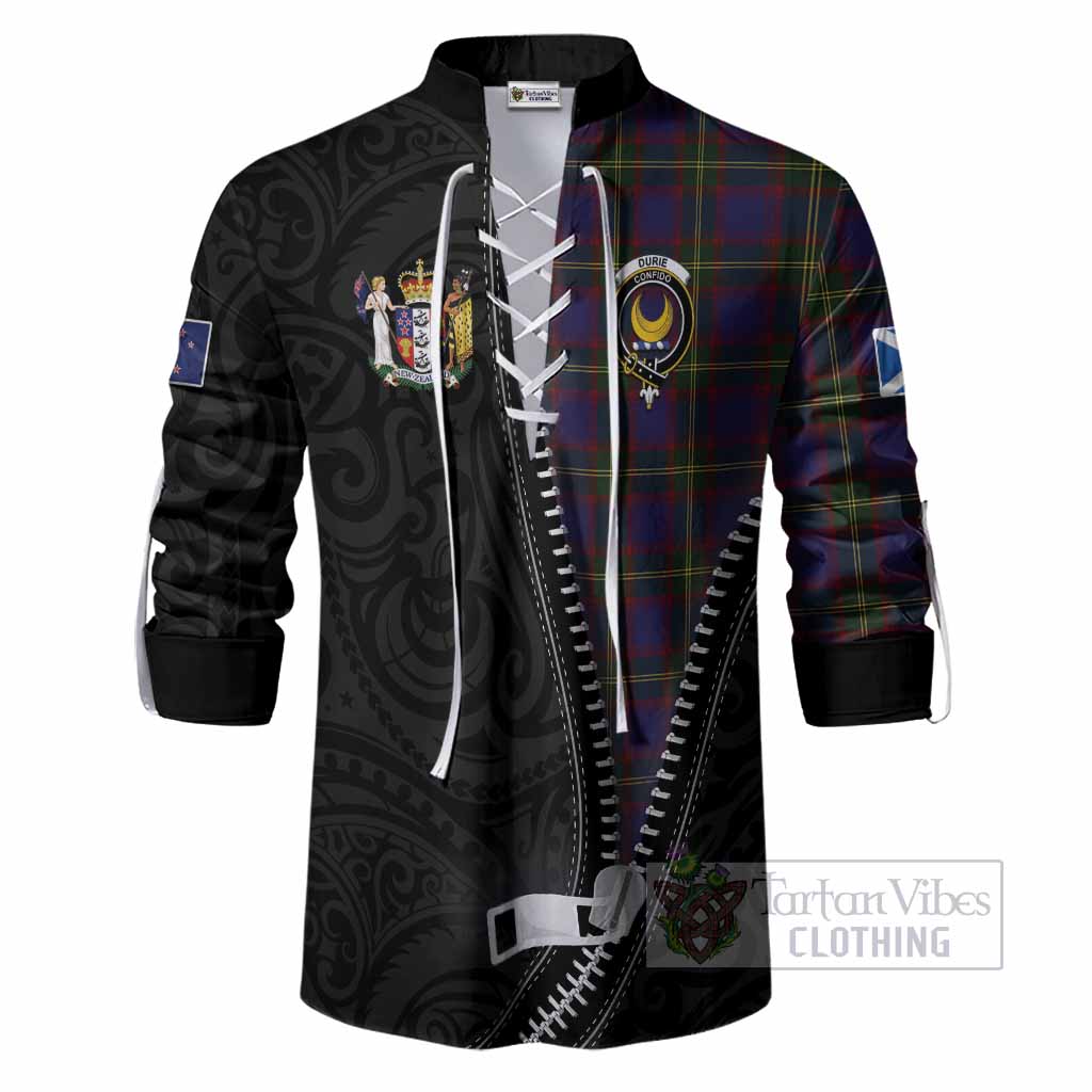 Durie Tartan Ghillie Shirt New Zealand Pattern Unique Zipper Stylized
