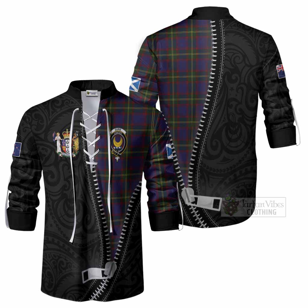 Durie Tartan Ghillie Shirt New Zealand Pattern Unique Zipper Stylized