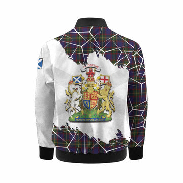 Durie Tartan Kid Bomber Jacket with Family Crest and Lion Rampant Grunge Style