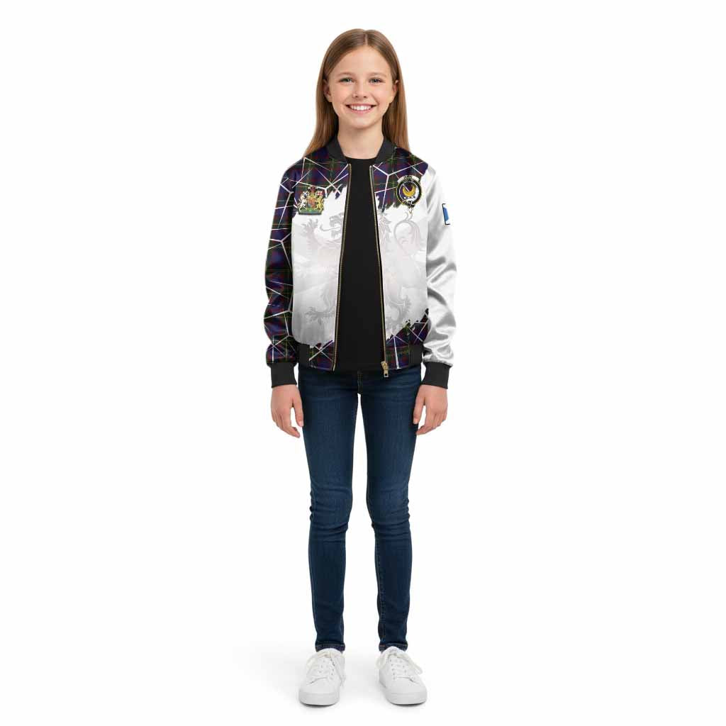Durie Tartan Kid Bomber Jacket with Family Crest and Lion Rampant Grunge Style