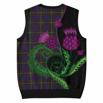 Durie Tartan Knitted V-Neck Vest Traditional Scottish Thistle
