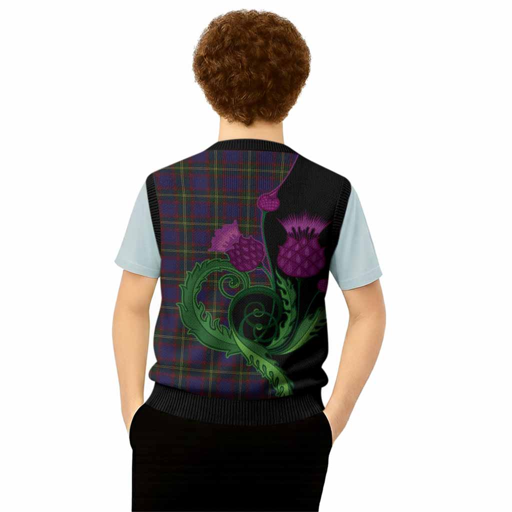 Durie Tartan Knitted V-Neck Vest Traditional Scottish Thistle