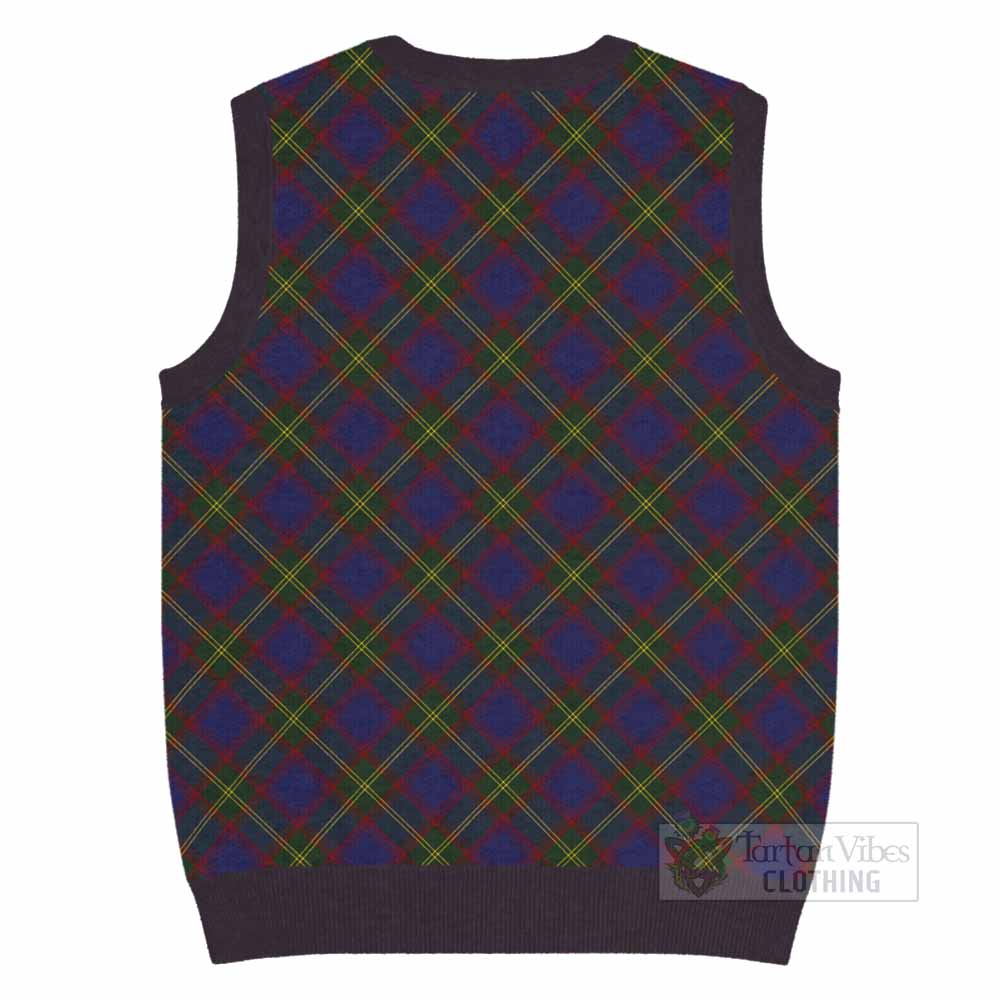 Durie Tartan Knitted V-Neck Vest with Family Crest Cross Style