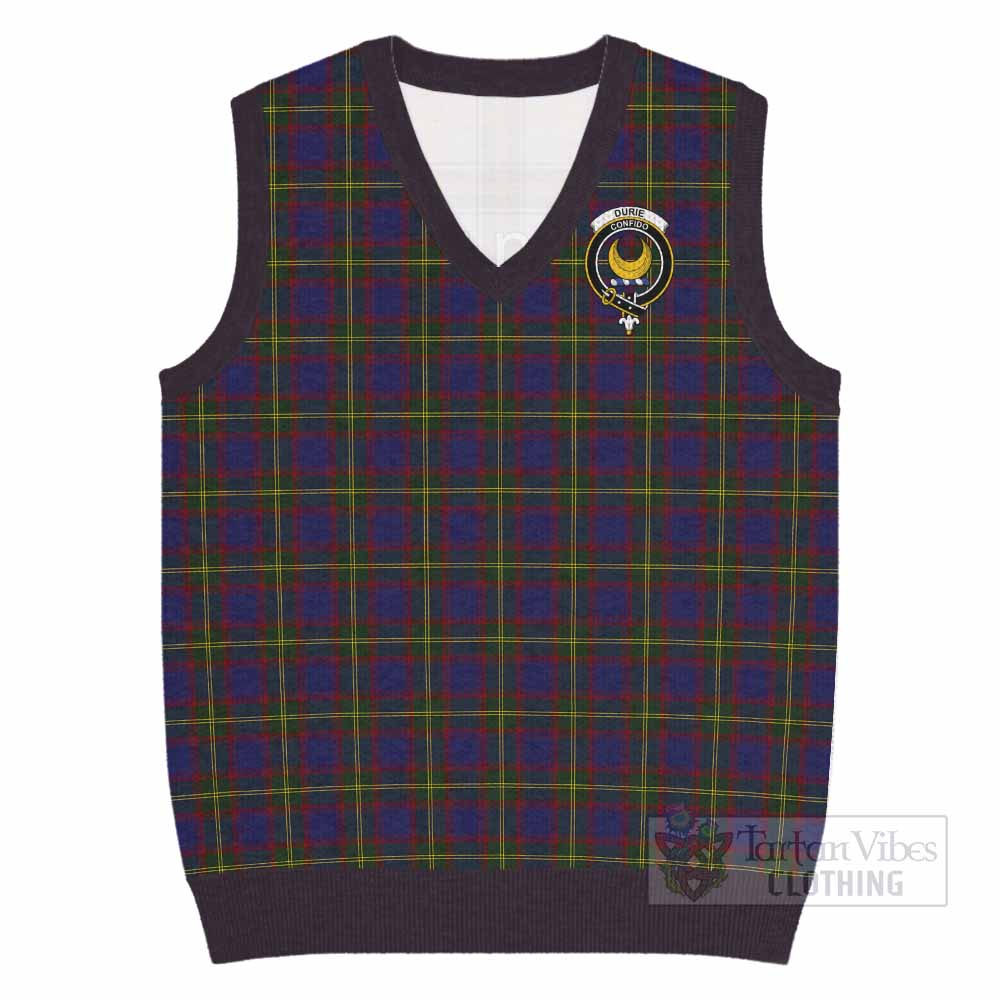 Durie Tartan Knitted V-Neck Vest with Family Crest - Tartan Vibes Clothing