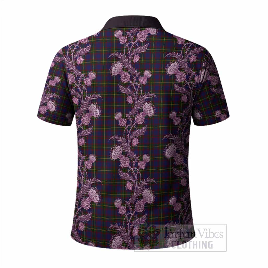 Durie Tartan Polo Shirt Seamless Scottish Thistle Flowers