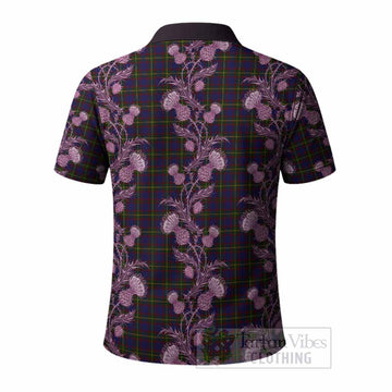 Durie Tartan Polo Shirt Seamless Scottish Thistle Flowers