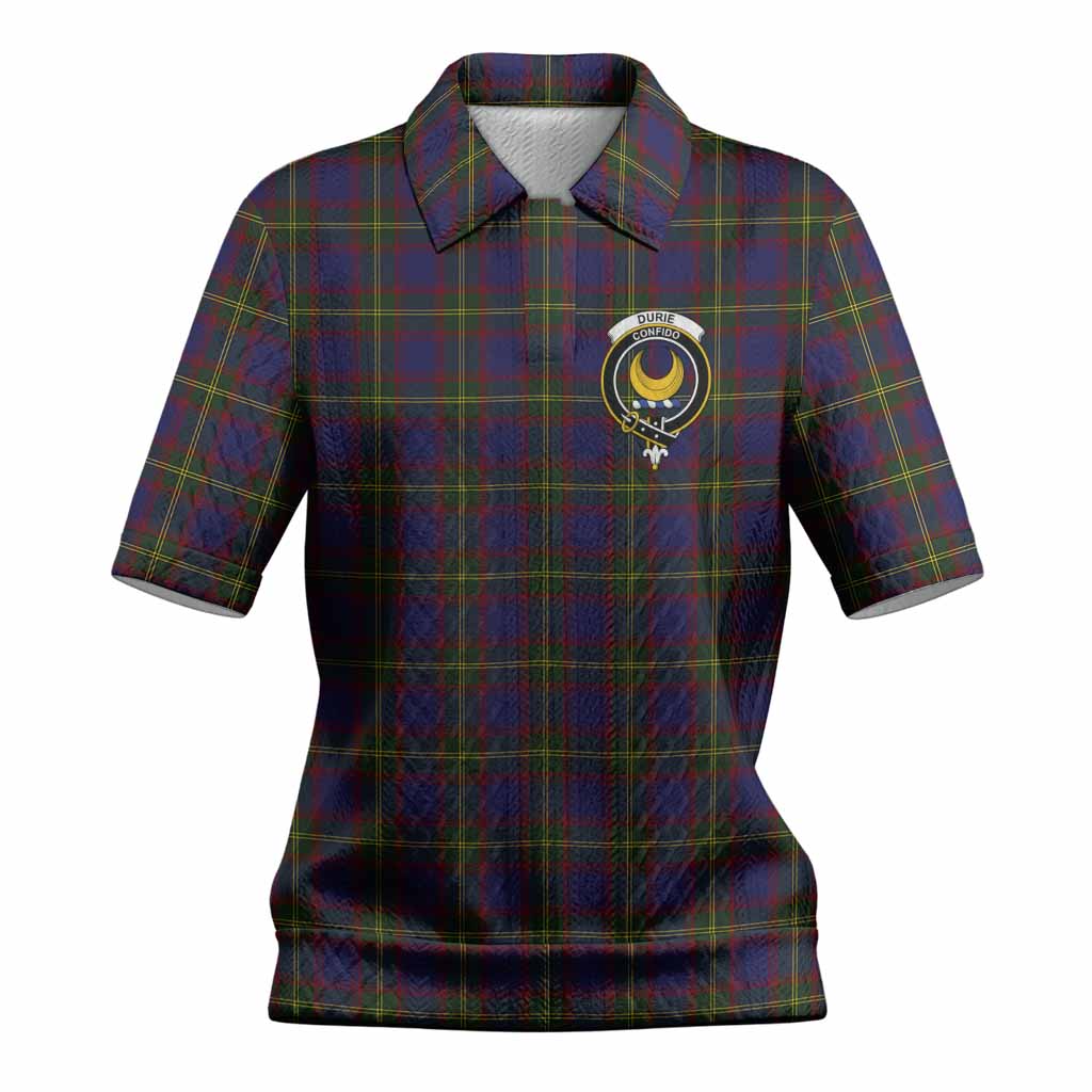 Durie Tartan Women’s Polo Sweater Top with Family Crest