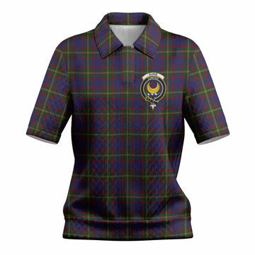 Durie Tartan Women’s Polo Sweater Top with Family Crest