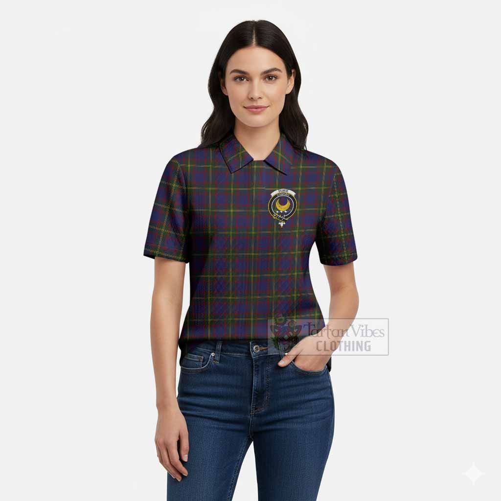 Durie Tartan Women’s Polo Sweater Top with Family Crest