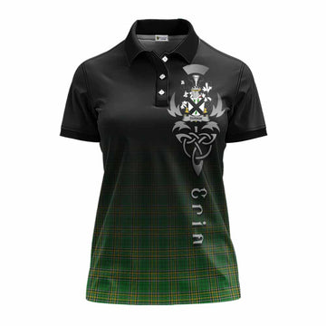 Durkin Irish Clan Women's Polo Shirt with Coat of Arms Erin Go Bragh Celtic Inspired Women - Tartan Vibes Clothing