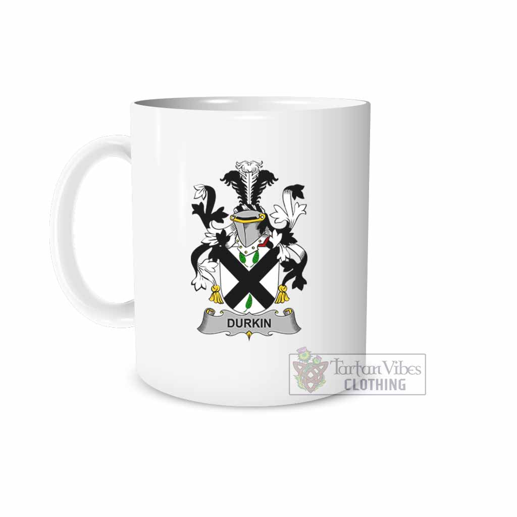 Durkin Irish Clan Coat of Arms Ceramic Mug White - 2D-tartanvibesclothing