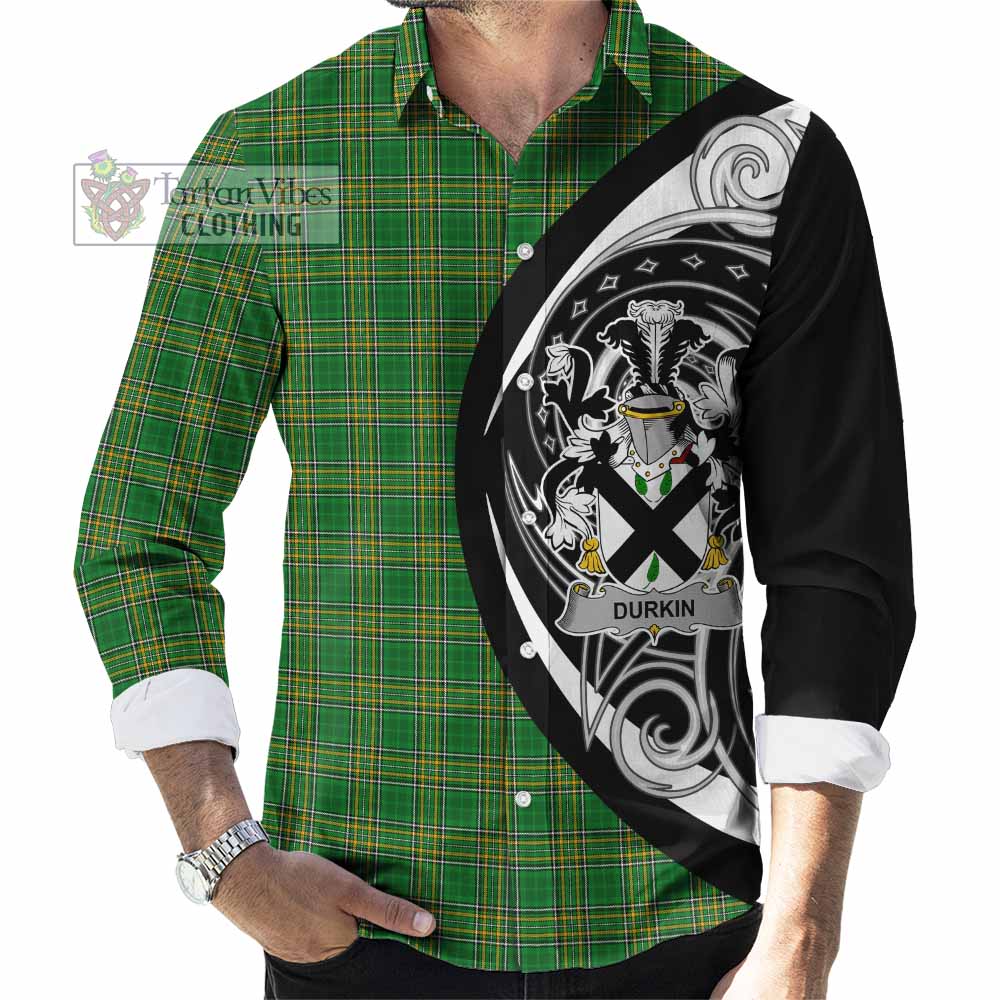 Durkin Irish Clan Long Sleeve Button Shirt Celtic Circle Style - Tartan Vibes Clothing