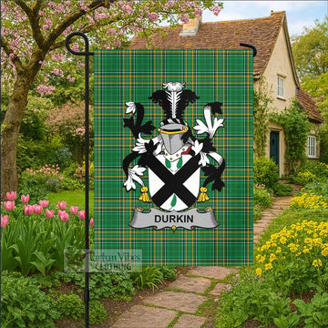Durkin Irish Clan Tartan Garden Flag with Coat of Arms