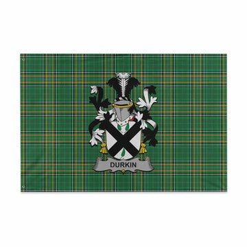 Durkin Irish Clan Tartan House Flag with Coat of Arms