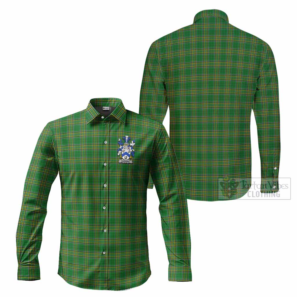 Durrant Irish Clan Tartan Long Sleeve Button Up with Coat of Arms - Tartan Vibes Clothing