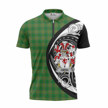Dwyer Irish Clan Zipper Polo Shirt Celtic Circle Style Unisex - Tartan Vibes Clothing