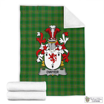 Tartan Vibes Clothing Dwyer Irish Clan Tartan Blanket with Coat of Arms