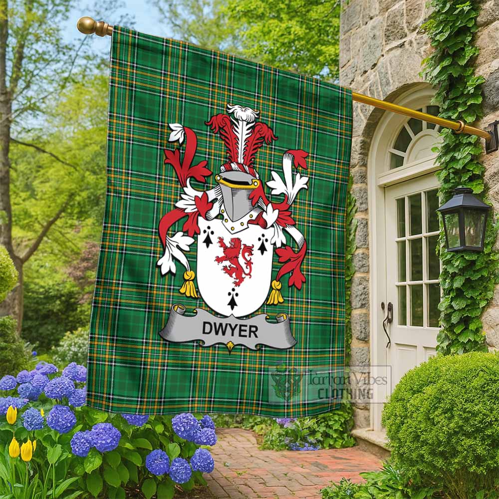Dwyer Irish Clan Tartan Flag with Coat of Arms