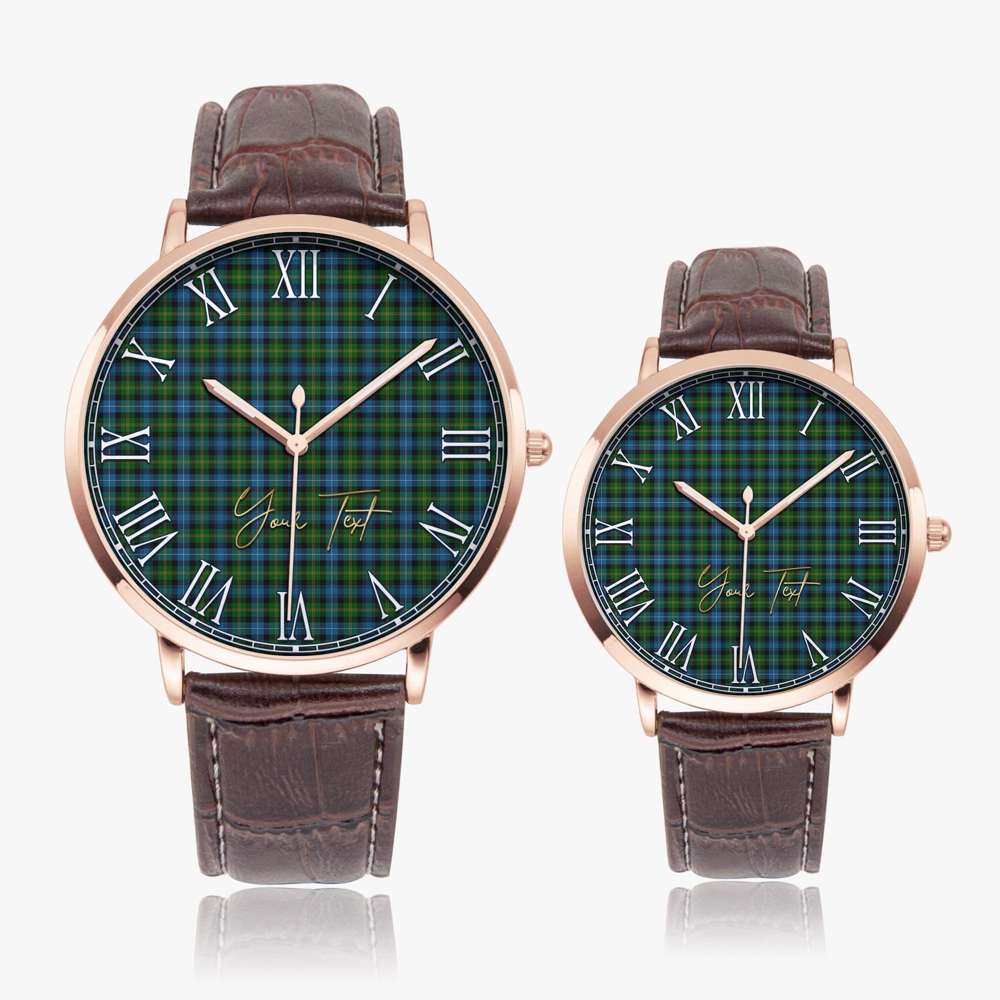 Dyce Tartan Personalized Your Text Leather Trap Quartz Watch - Tartan Vibes Clothing