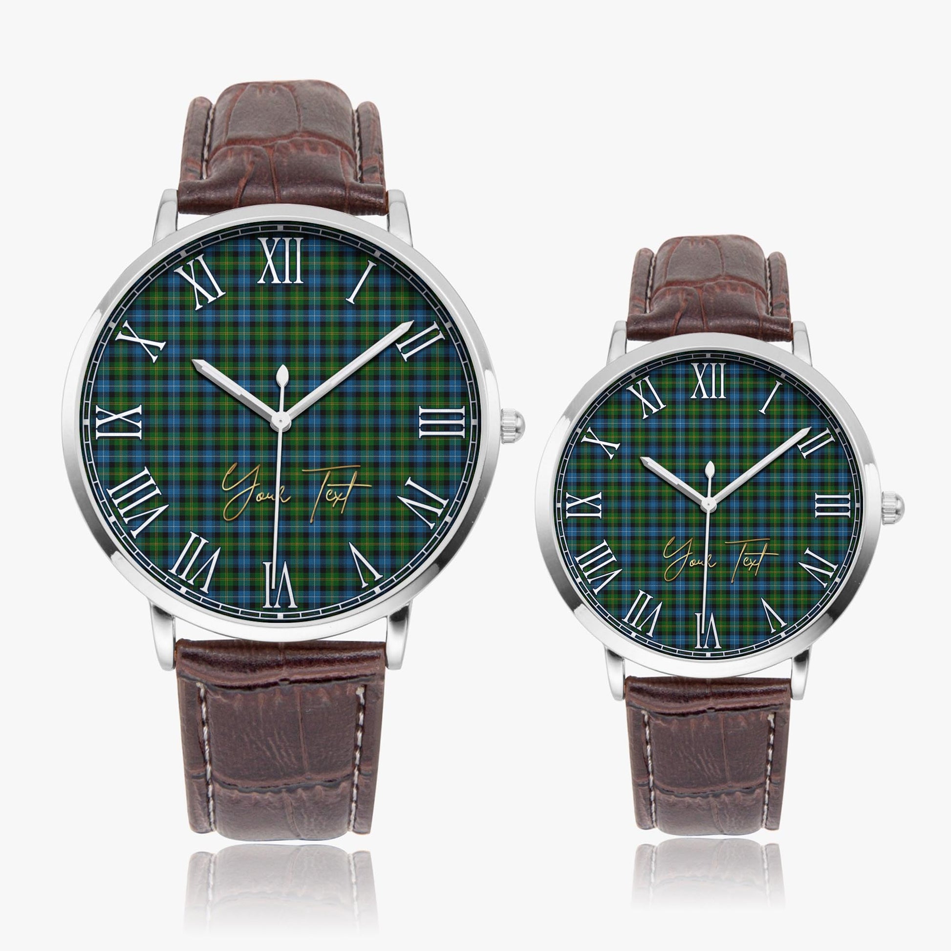 Dyce Tartan Personalized Your Text Leather Trap Quartz Watch - Tartan Vibes Clothing