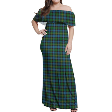 Dyce Tartan Off Shoulder Long Dress Women's Dress - Tartan Vibes Clothing