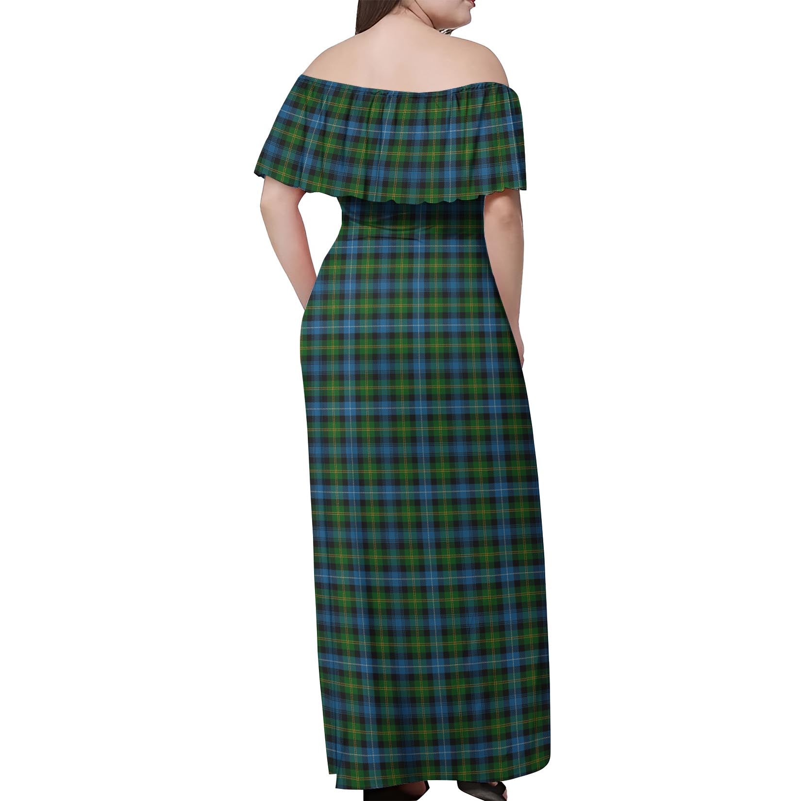 Dyce Tartan Off Shoulder Long Dress - Tartan Vibes Clothing