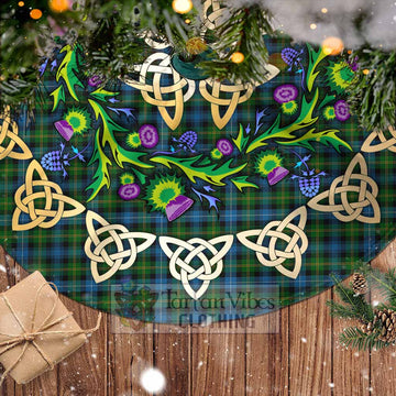 Tartan Vibes Clothing Dyce Tartan Christmas Tree Skirt with Thistle Celtic Knot Style