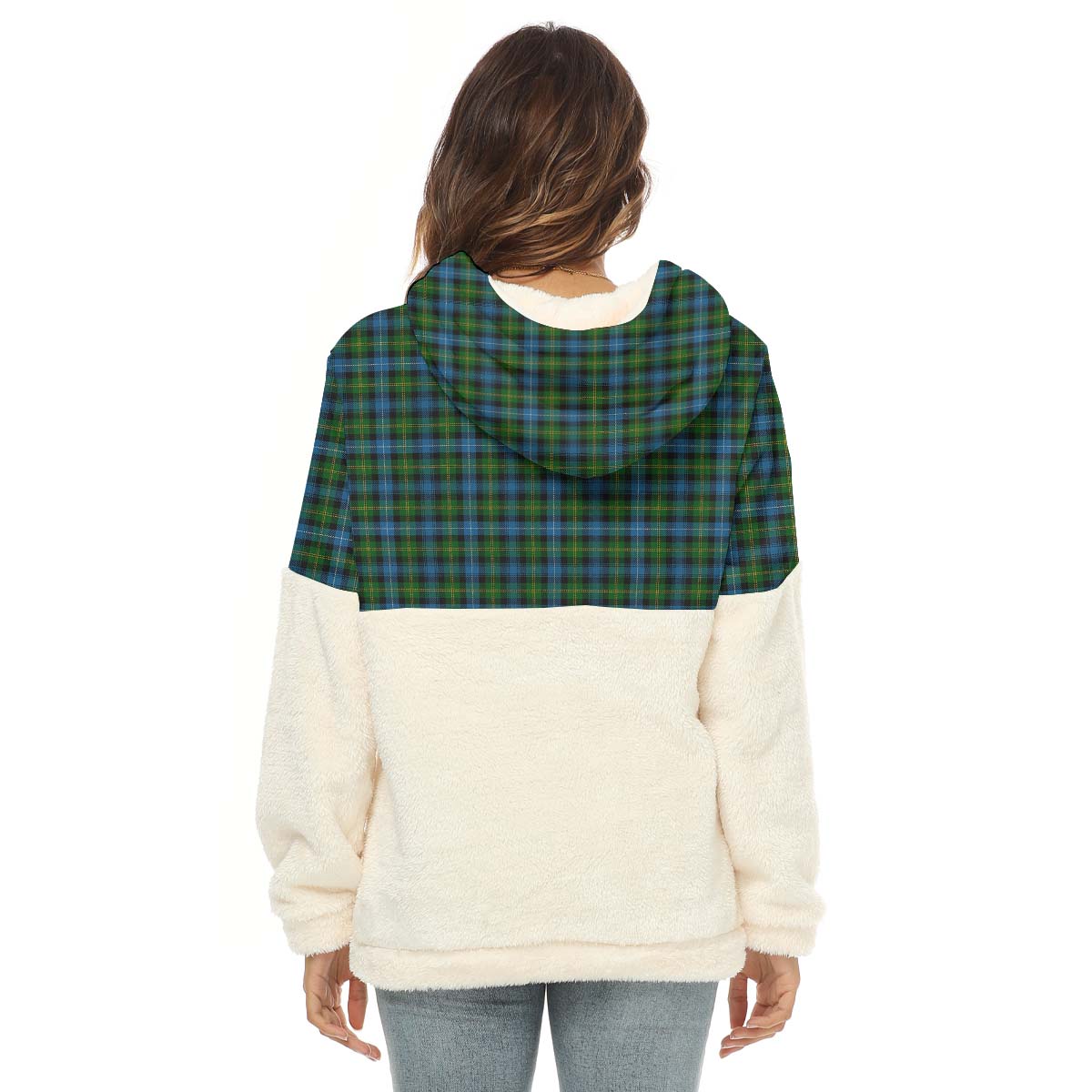 Dyce Tartan Half Style Women's Borg Fleece Hoodie with Half Zip - Tartan Vibes Clothing