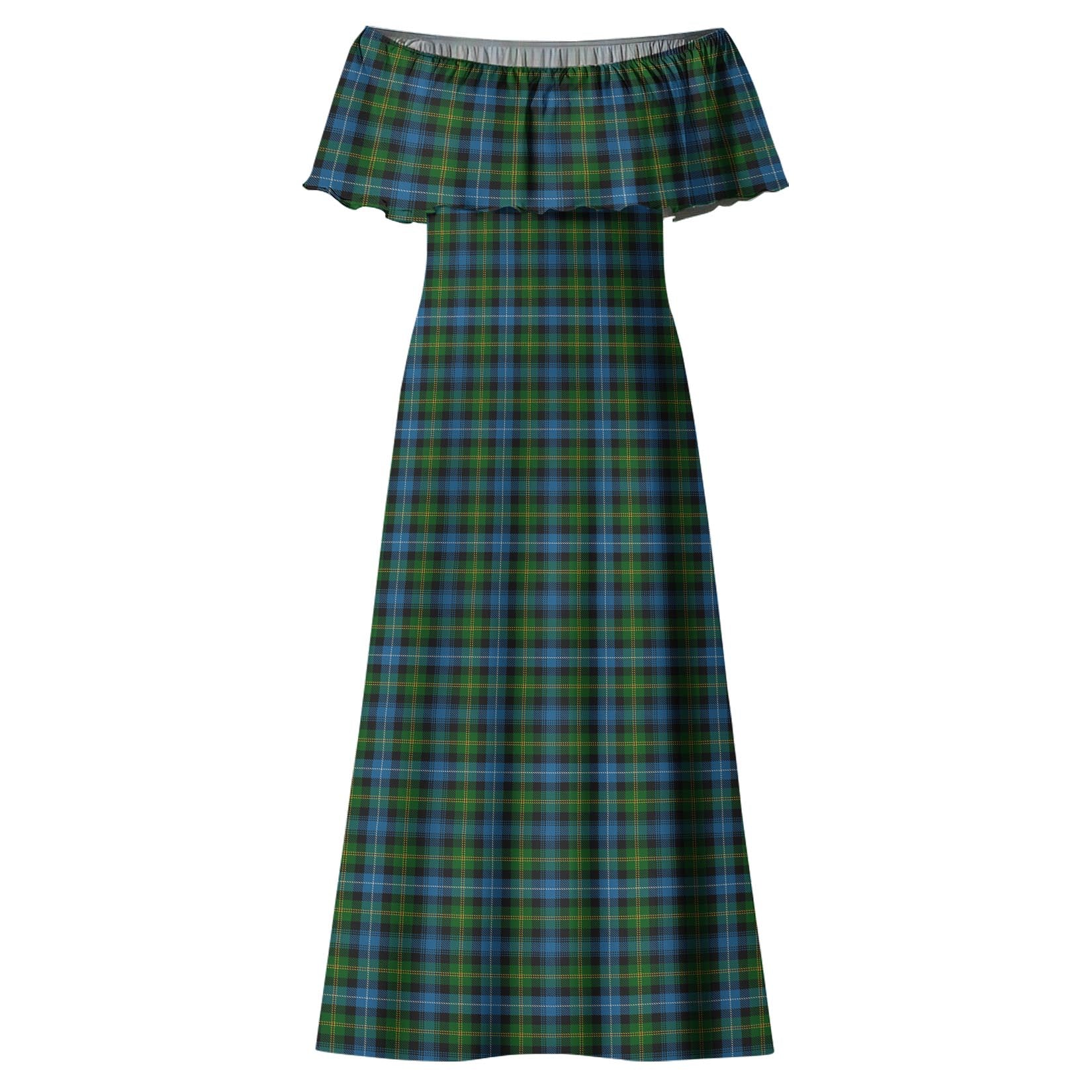 Dyce Tartan Off Shoulder Long Dress - Tartan Vibes Clothing