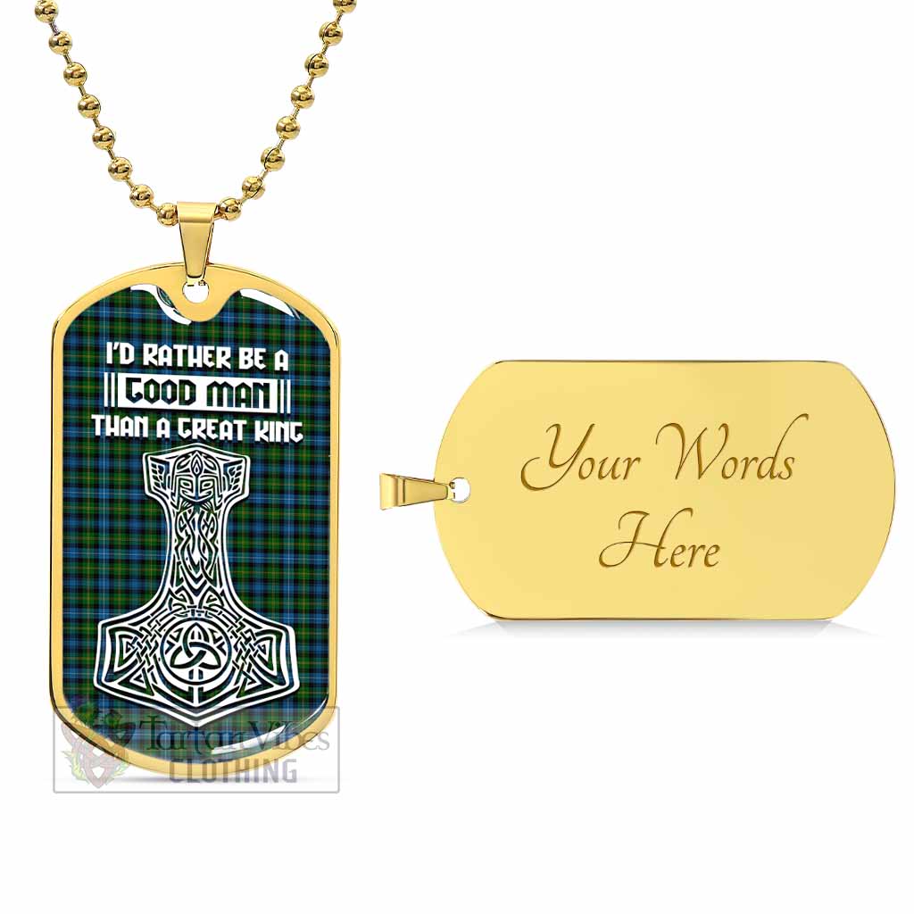 Dyce Tartan Dog Tag Necklace Viking Mjolnir Style Gold Yes - Tartan Vibes Clothing