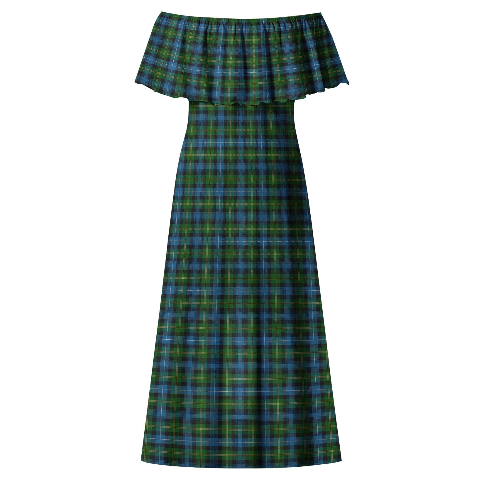 Dyce Tartan Off Shoulder Long Dress - Tartan Vibes Clothing