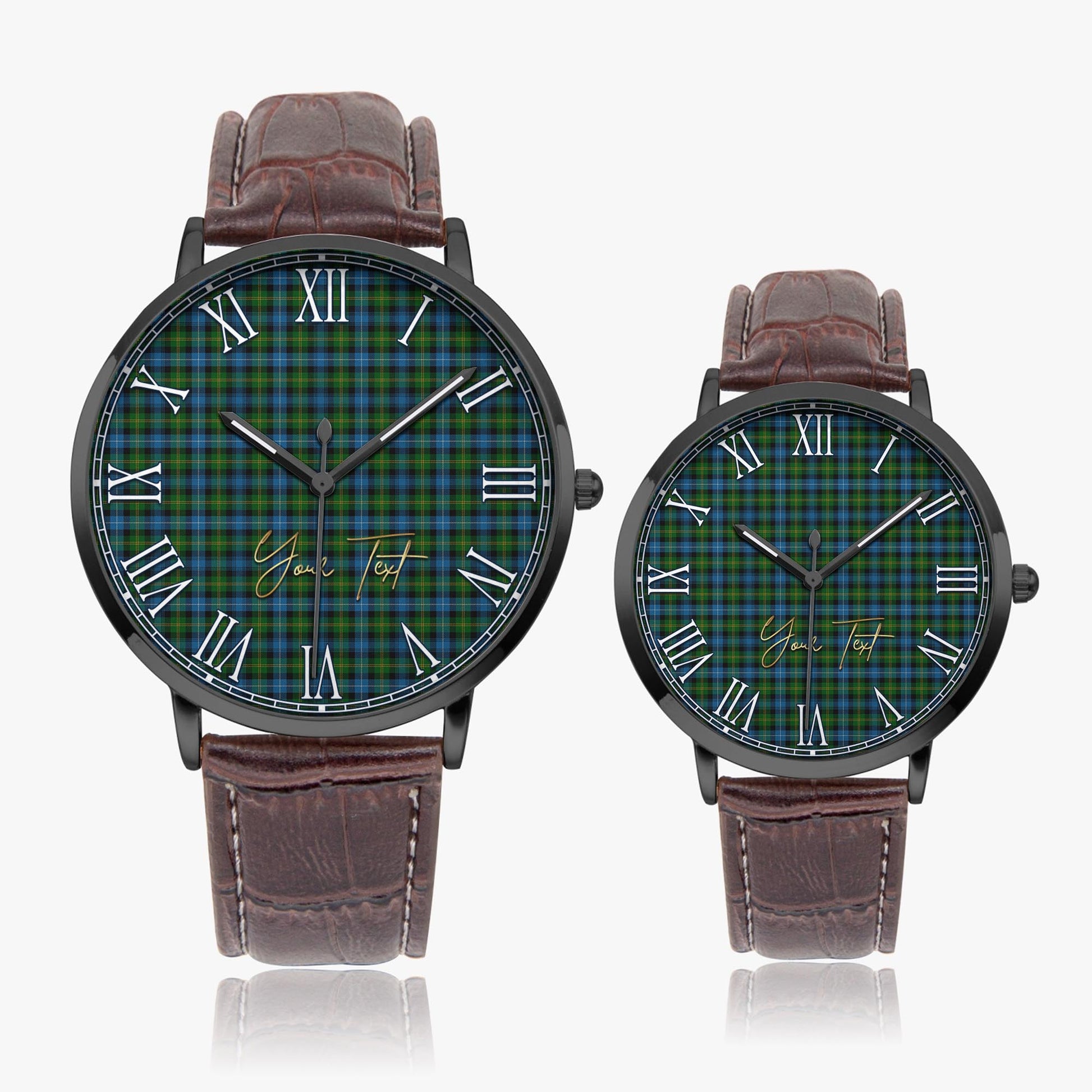 Dyce Tartan Personalized Your Text Leather Trap Quartz Watch - Tartan Vibes Clothing