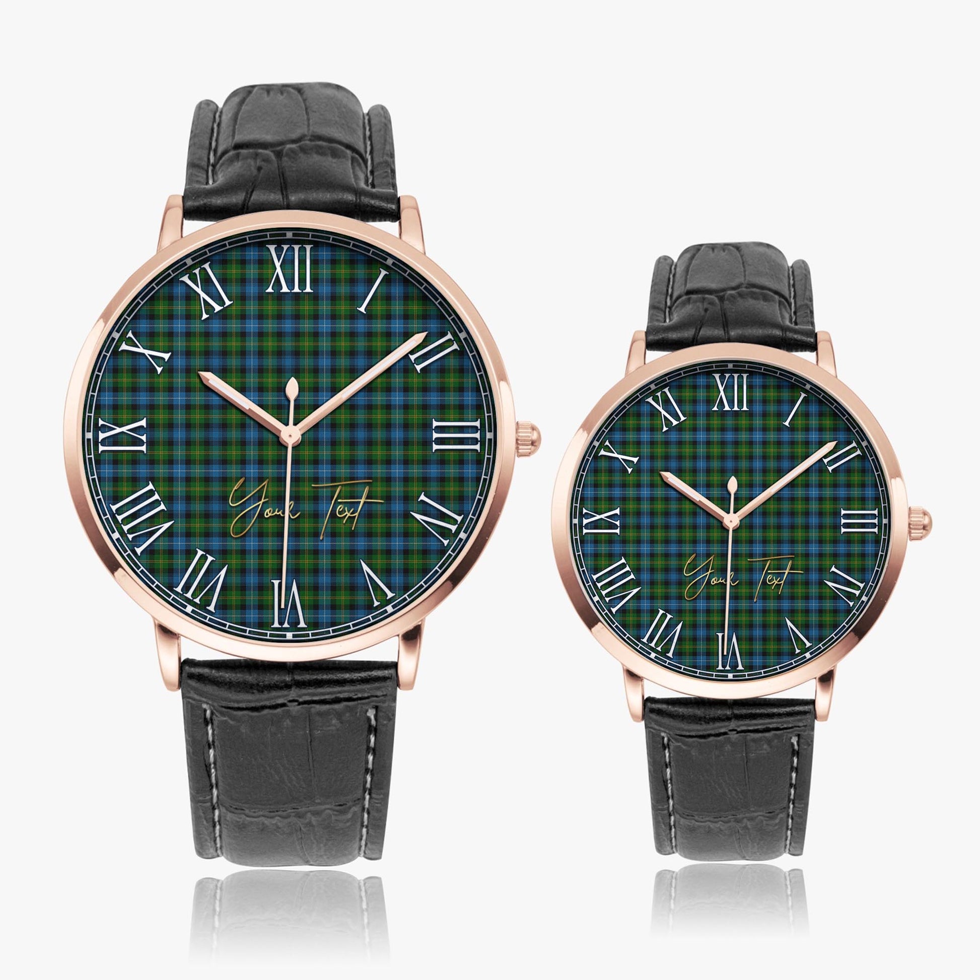 Dyce Tartan Personalized Your Text Leather Trap Quartz Watch - Tartan Vibes Clothing