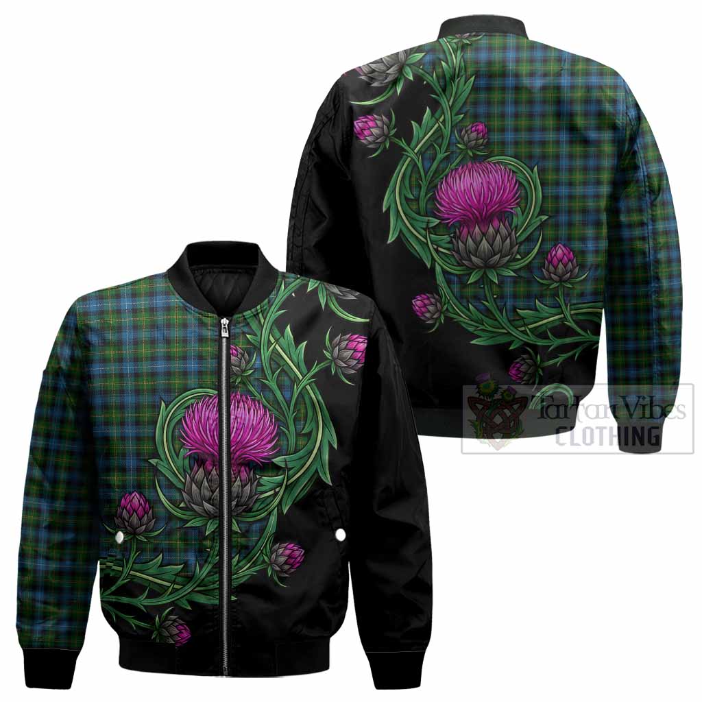 Dyce Tartan Bomber Jacket Resilient Scottish Thistle - Tartan Vibes Clothing