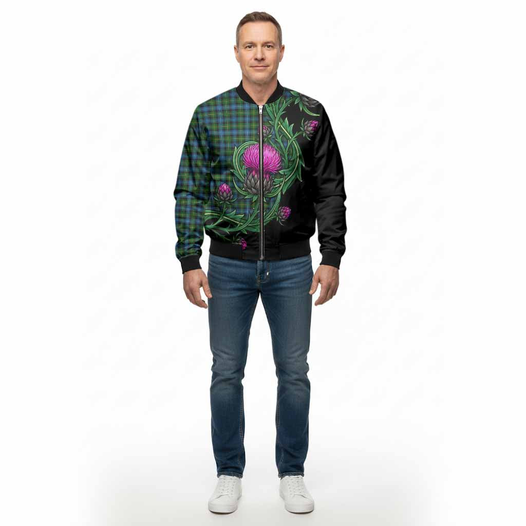 Dyce Tartan Bomber Jacket Resilient Scottish Thistle - Tartan Vibes Clothing