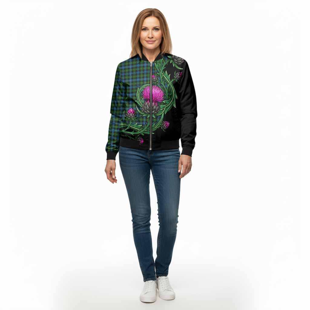 Dyce Tartan Bomber Jacket Resilient Scottish Thistle - Tartan Vibes Clothing