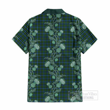 Dyce Tartan Cotton Hawaiian Shirt Seamless Scottish Thistle Flowers