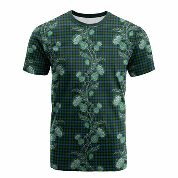 Dyce Tartan Cotton T-shirt Seamless Scottish Thistle Flowers