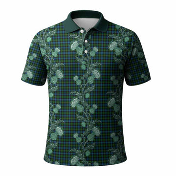 Dyce Tartan Polo Shirt Seamless Scottish Thistle Flowers
