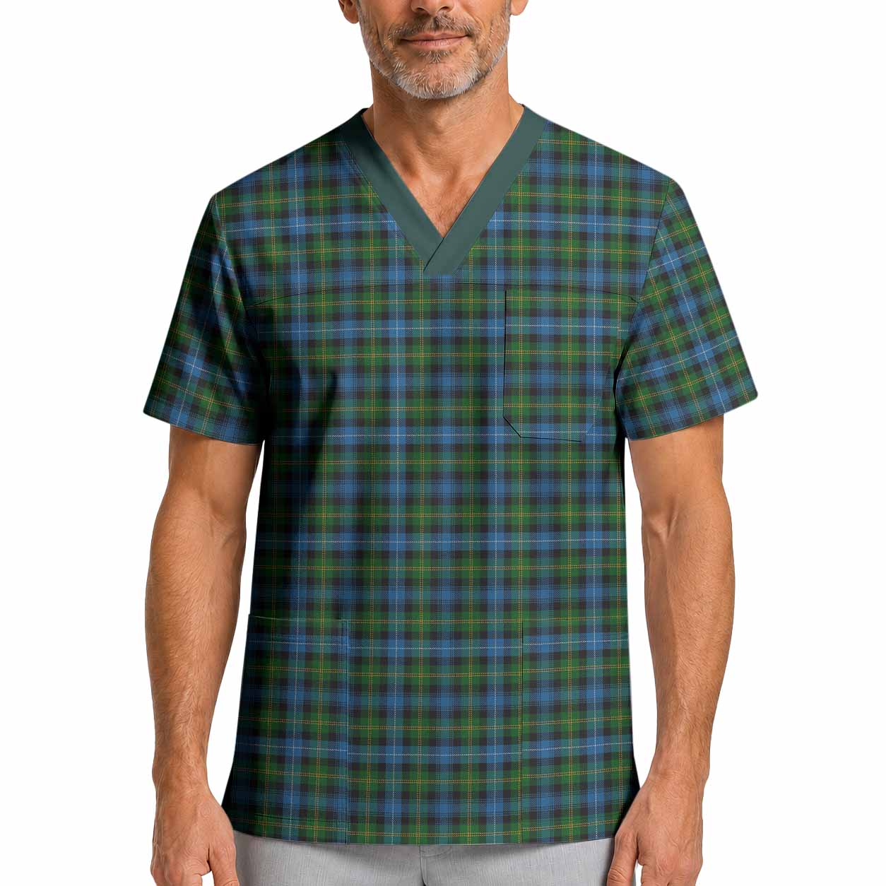 Dyce Tartan Scrub Top XL - Tartan Vibes Clothing