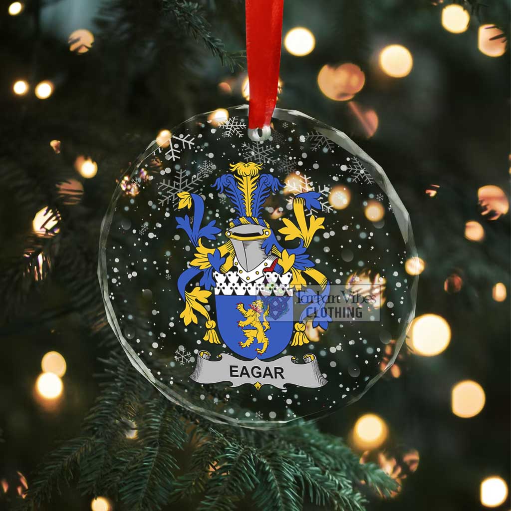 Eagar Irish Clan Christmas Glass Ornament with Coat of Arms - 2D-tartanvibesclothing