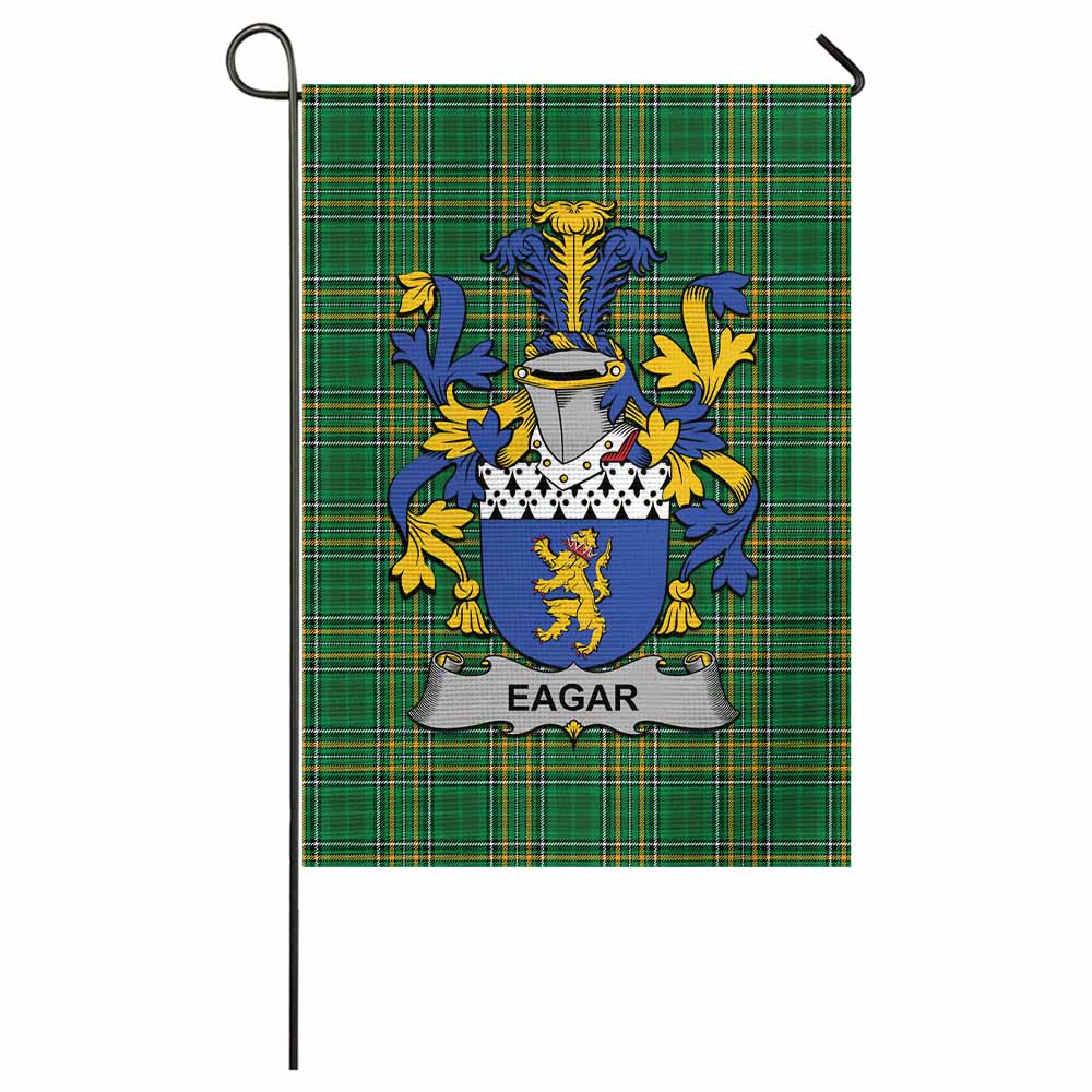 Eagar Irish Clan Tartan Flag with Coat of Arms