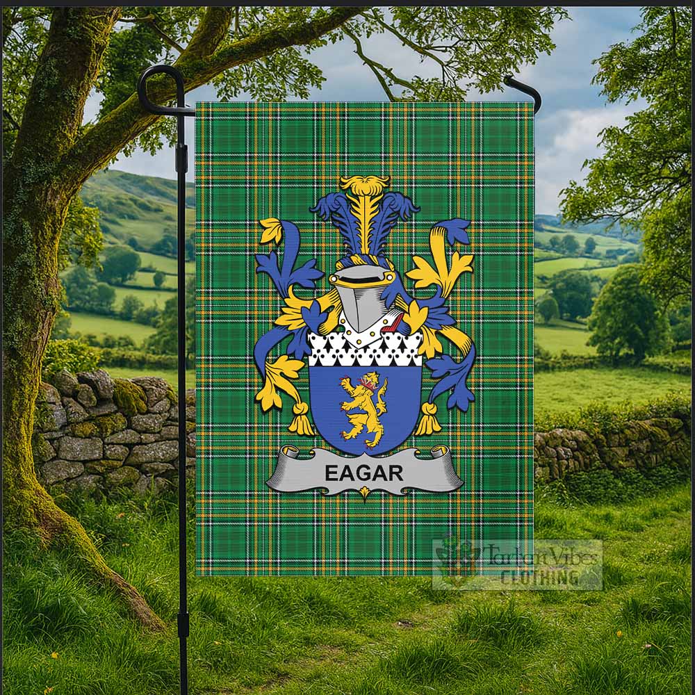 Eagar Irish Clan Tartan Flag with Coat of Arms