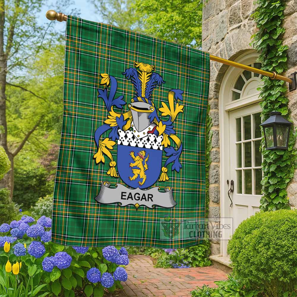 Eagar Irish Clan Tartan Flag with Coat of Arms