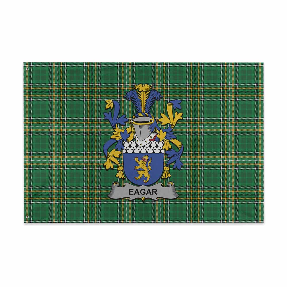 Tartan Vibes Clothing Eagar Irish Clan Tartan House Flag with Coat of Arms