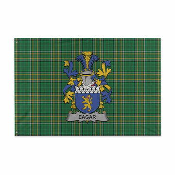 Tartan Vibes Clothing Eagar Irish Clan Tartan House Flag with Coat of Arms