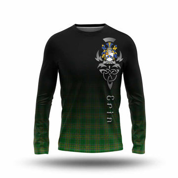 Tartan Vibes Clothing Eardley Irish Clan Long Sleeve T-Shirt with Coat of Arms Erin Go Bragh Celtic Inspired