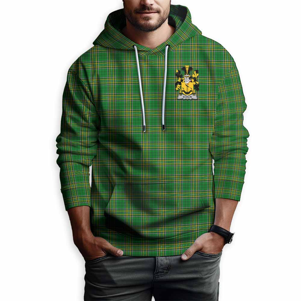 Echlin Irish Clan Tartan Hoodie with Coat of Arms Zip Hoodie - Tartan Vibes Clothing