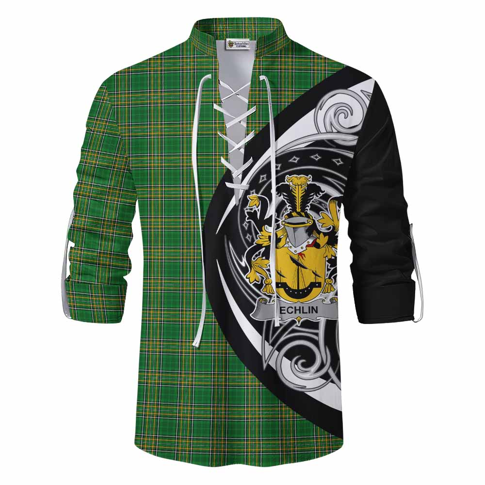 Echlin Irish Clan Ghillie Kilt Shirt Celtic Circle Style Men - Tartan Vibes Clothing