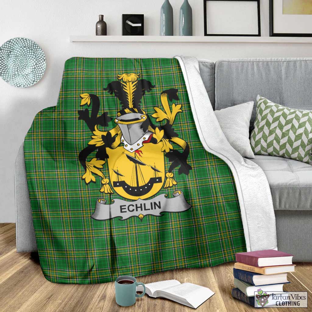 Echlin Irish Clan Tartan Blanket with Coat of Arms - Tartan Vibes Clothing